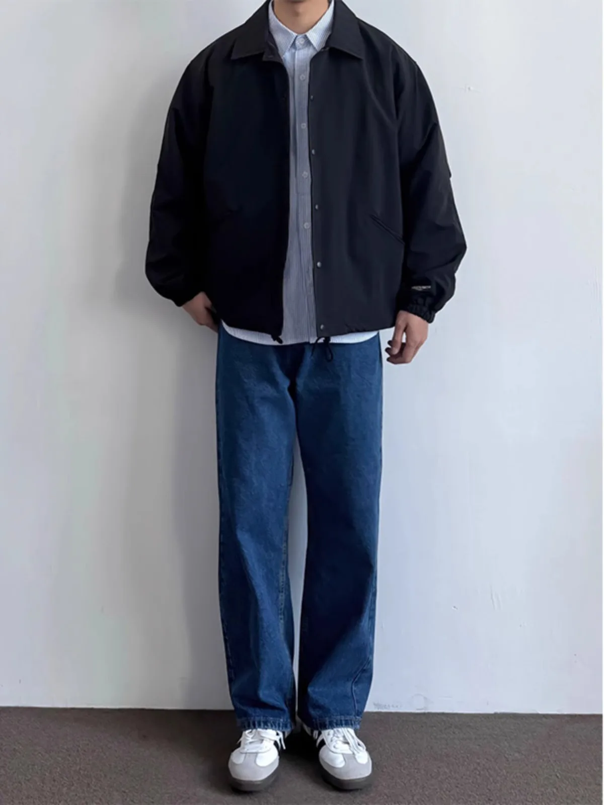 

Deep Blue Men's Jeans Waed out Vintage Straight Leg Wide Leg Pants American Retro Cleanfit Trendy Jeans Casual Loose Fit