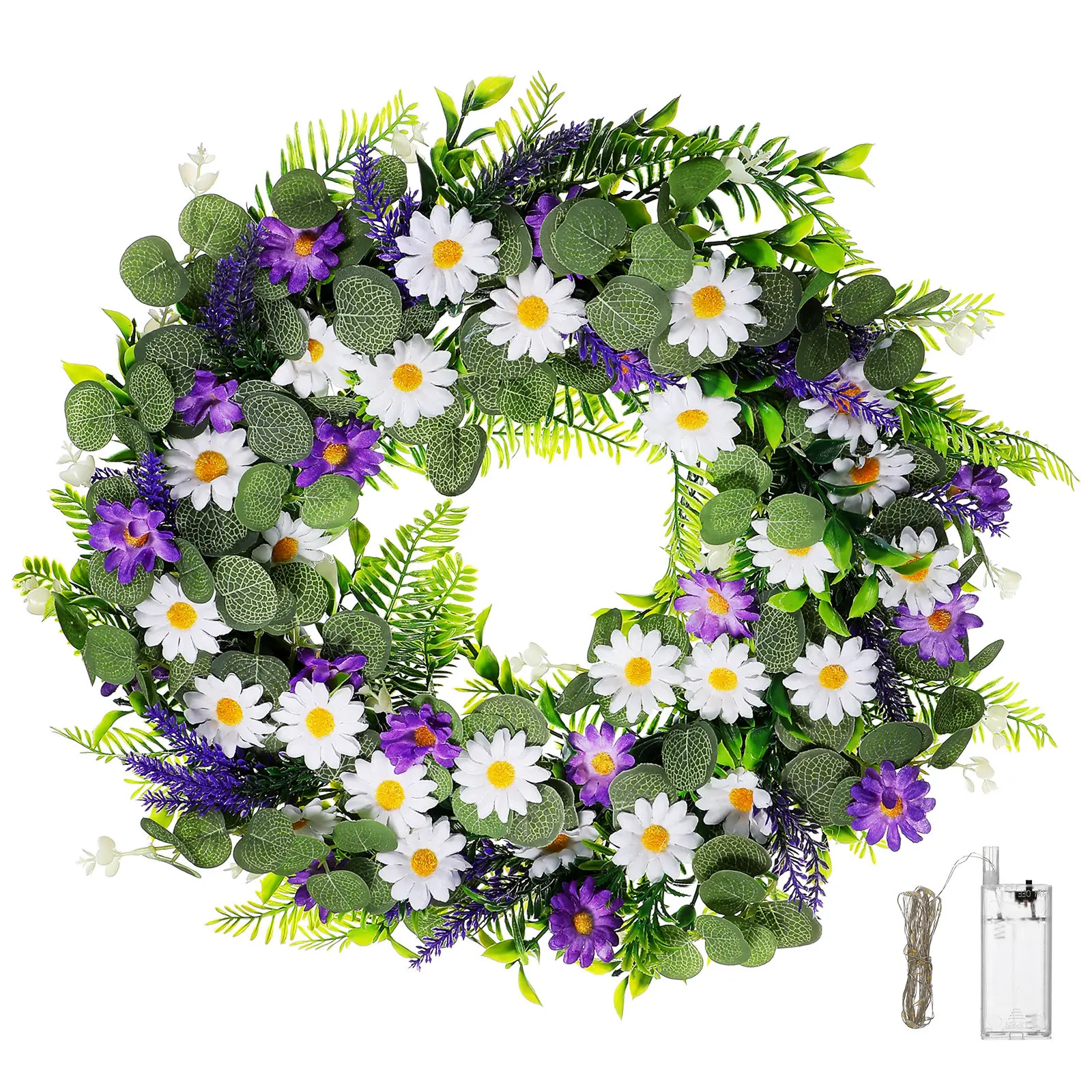 

Faux Lavender Swag Flower Wreath Artificial Lavender Flower Spring Summer Floral Door Decor For Wall Window Farmhouse Party