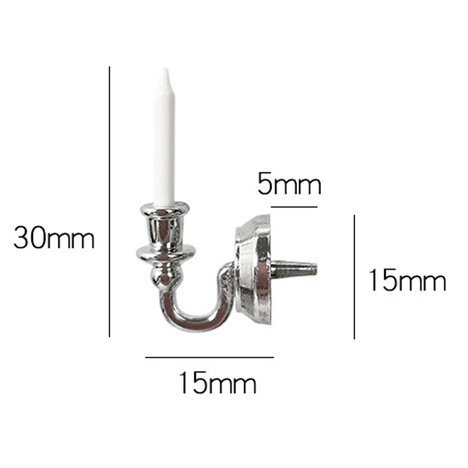 

Dollhouse Wall Candle Holder Mini Size Silver Plastic Alloy for DIY Decoration Living Dining Game Room