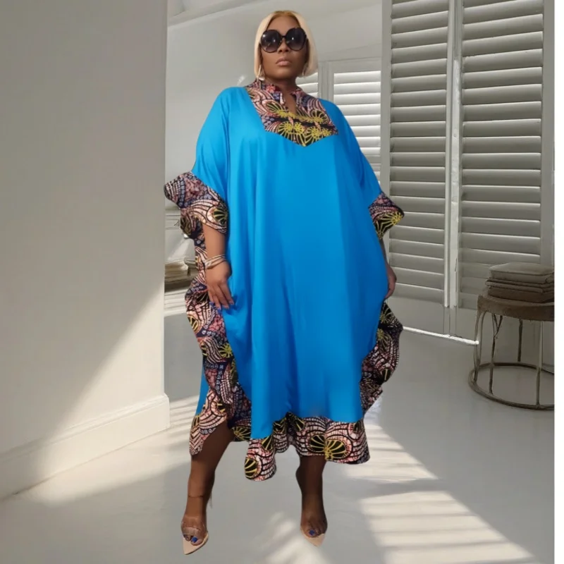 Vestido feminino solto irregular de midi, manga curta, babados, roupas casuais, plus size, africano, verão, atacado, atacado, 2021, L-4XL