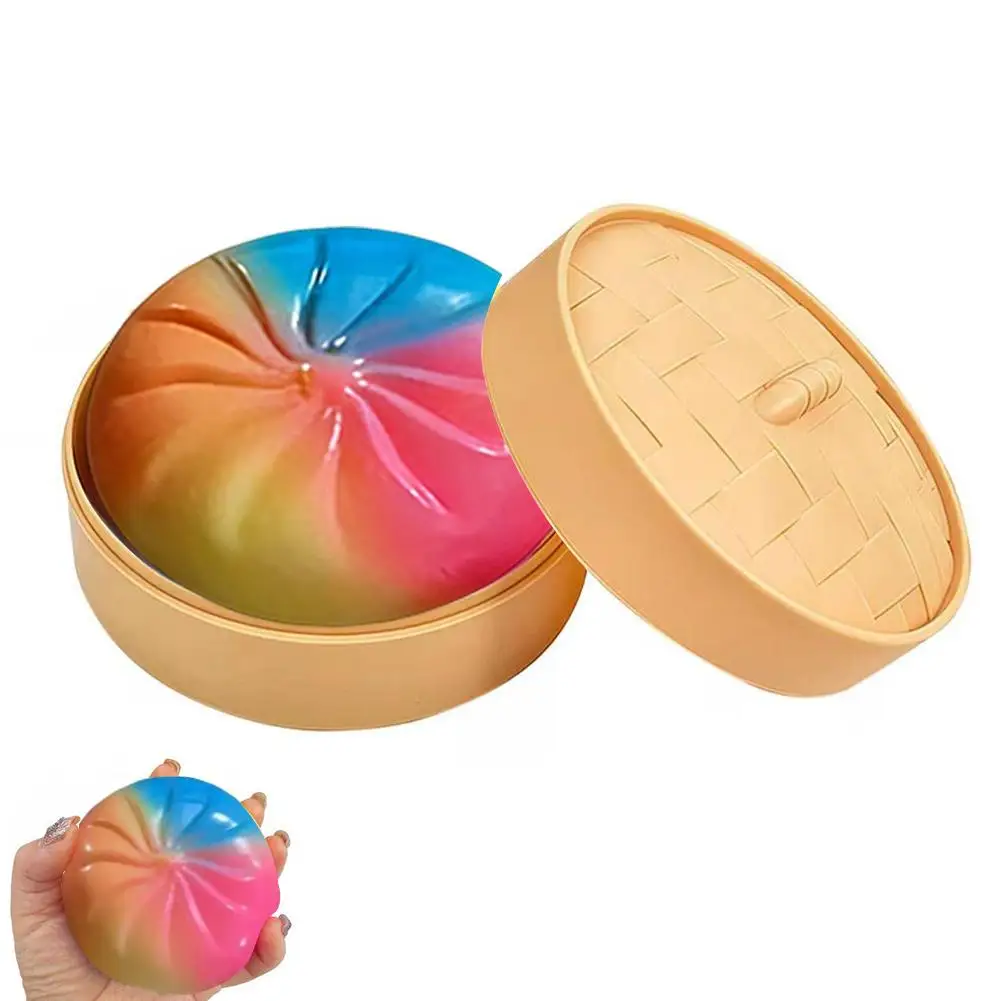 Jouets sensoriels anti-stress en forme de boulettes de pâte colorées, simulation de nourriture, squishies, boule de pâte avec cuiseur vapeur, cadeaux  26