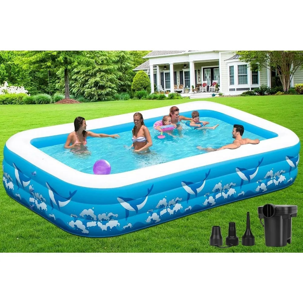

Large Inflatable Pool for Adults, 130" X 72" X 22" Blow-up Pools Swimming Pool, 2025 Upgraded Extra Oversized Thickened Family P