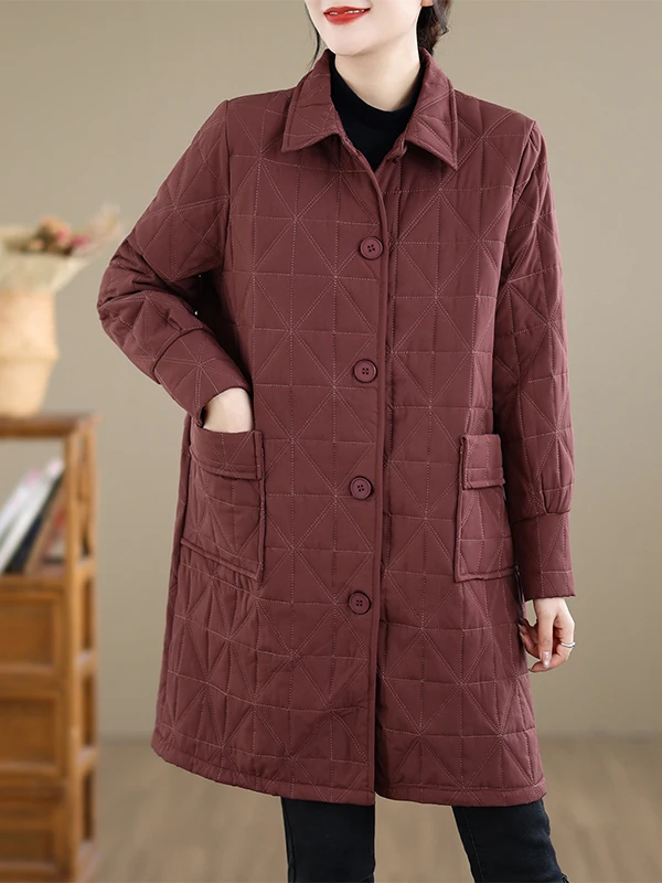 Authentic Warm Cotton Jaet Women's Loose Sle Autumn Winter Faionable Mid-Length Polyester Filled Coat  Collar Singl...
