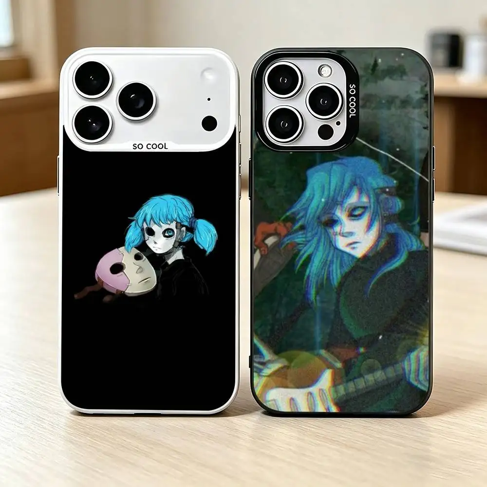 

Horror indie game S-Sally F-Face Phone Case For iPhone 17,16,15,14,13,12,11 Plus,Pro Max,XS,Colored Silver Plated Inside Cover
