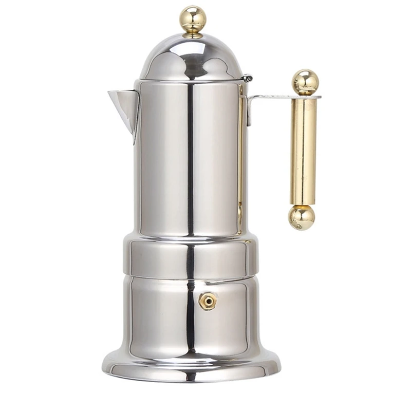 Grosso aço inoxidável italiano Espresso Maker, Mocha Coffee Pot para Stovetop e indução Home, 4 xícaras