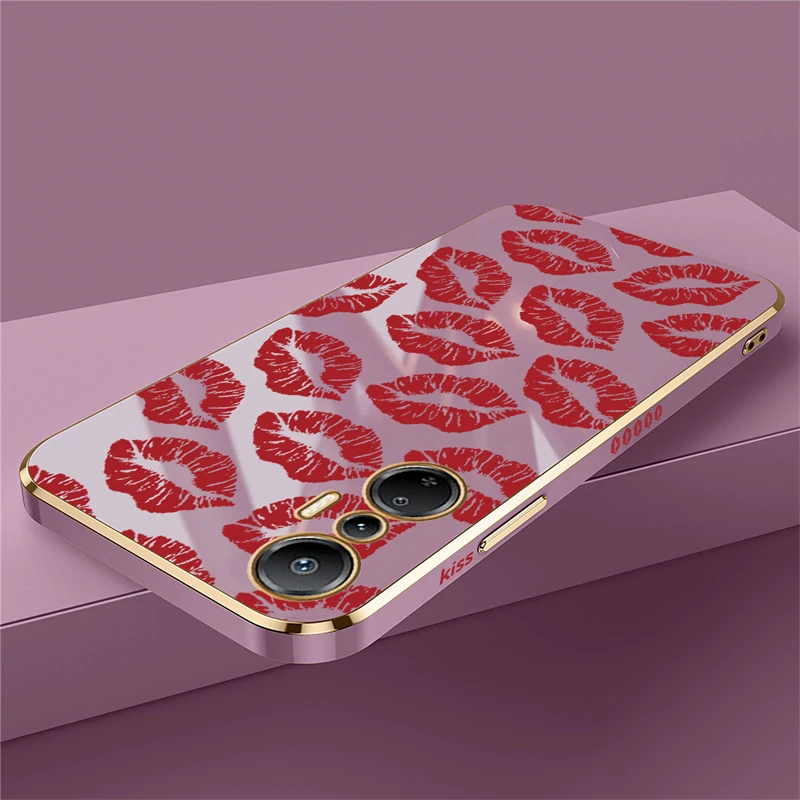 Sexy Girl Red Black Lips Kiss Phone Case For Infinix Hot 40 30 20S 20i 20 12 11S NFC 8 9 10 Play Silicone Pattern Cover Fundas