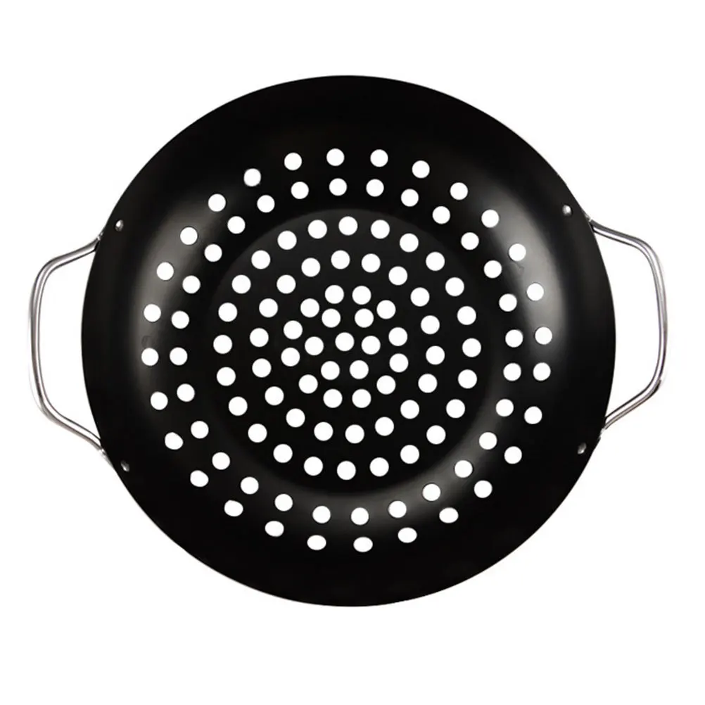 

Bbq Grill Pan Non-Stick Carbon Steel Barbecue Plate Rust Resistant Outdoor Camping Grilling Tool For Fish Meat Cooking