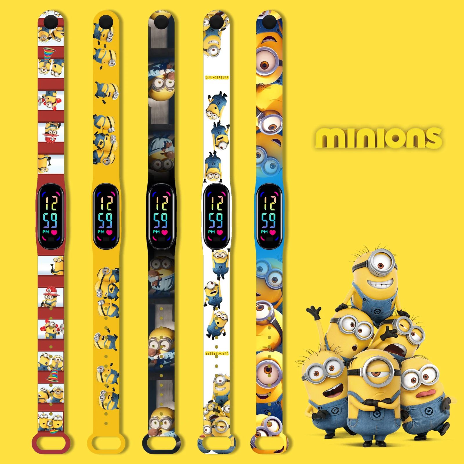

MINISO Minions print watch strap for Xiaomi Mi Band 3 4 5 6 7 Wrist Replaceable Bracelet for Mi Band Smartwatch accessories