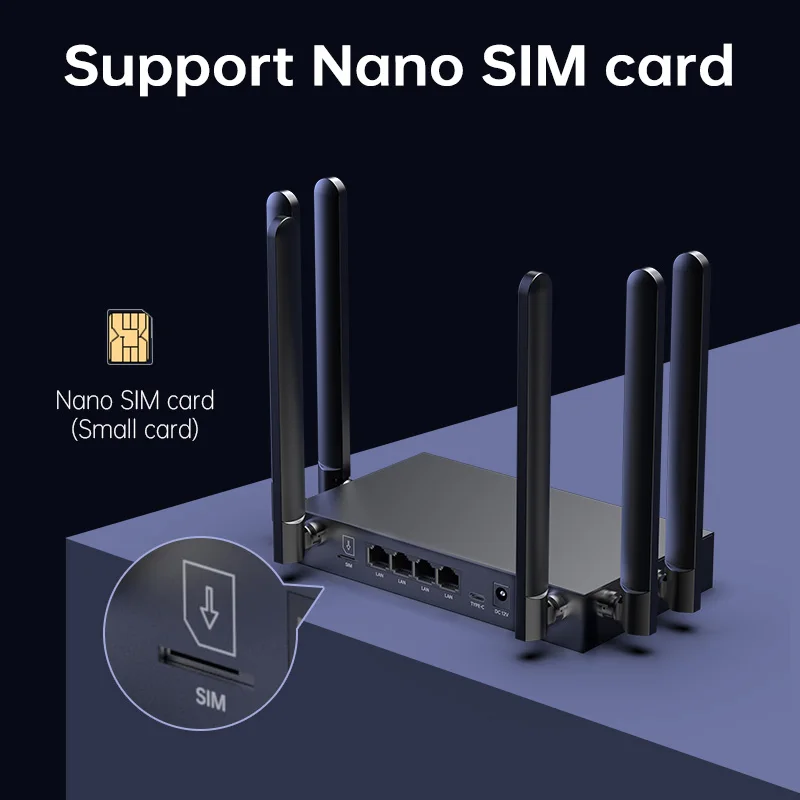 PLERY 4G LTE SIM WiFi6 Router with Antenna Booster Signal 300Mbps Mobile Wireless Router Extender WiFi Repetidor with SIM Card S