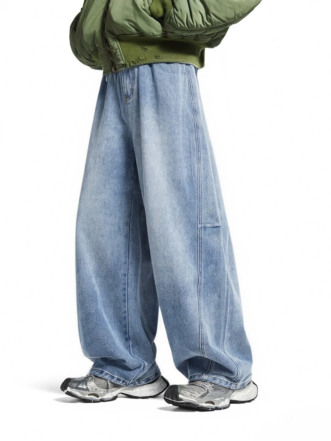 

Retro American Sle Wide Leg Workwear Jeans Waed Mixed Casual Pants New Model Youth Cotton Blend Street Sle Loose Straight