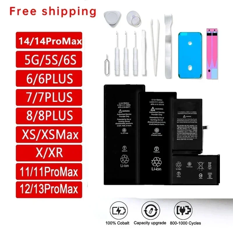 

100% Новый оригинальный аккумулятор с нулевым циклом для IPhone 5 5s 6 6splus 7 8plsu X XR XS 11 12 13 14 Pro Max мобильный телефон