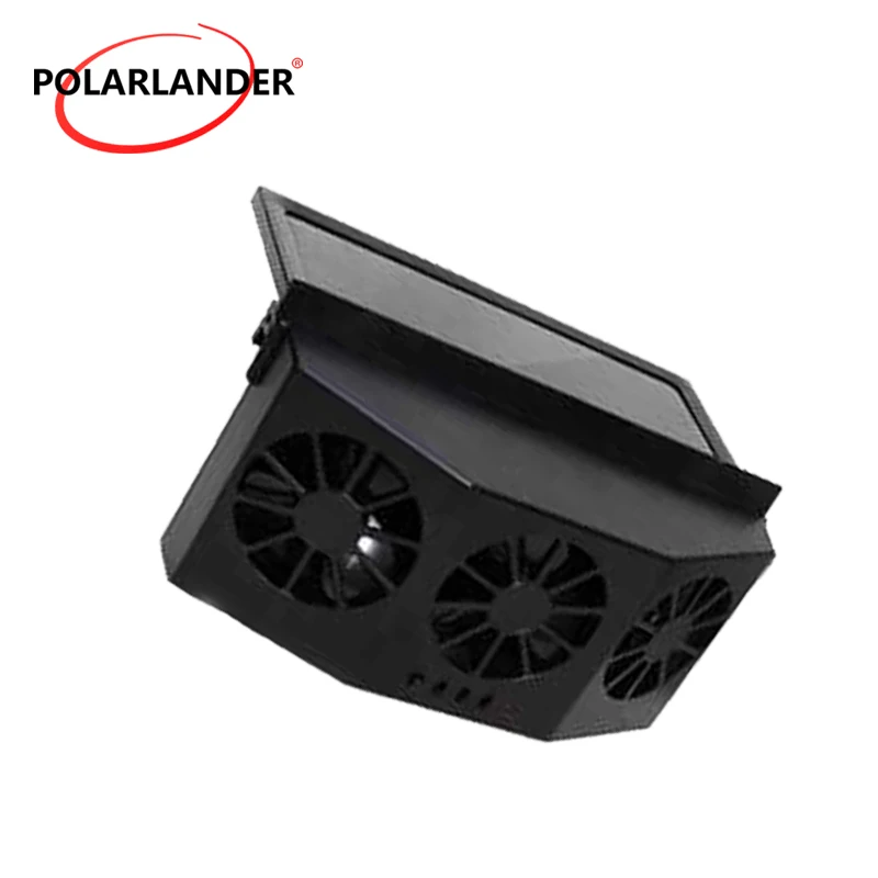 New Model Triple-Head Solar Fan (Black) - 2.4V Rechargeable Car Fan with Extra-Strong Airflow MSTTYN-BLACKR51