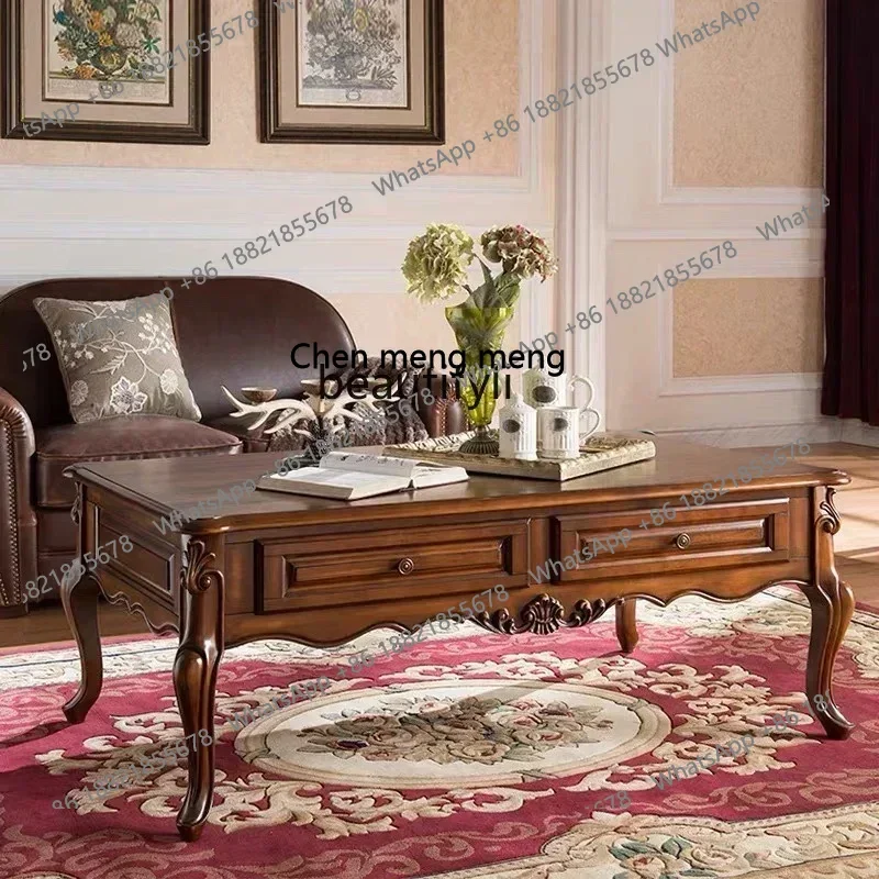 ss8350 American solid wood coffee table retro locker living room small coffee table modern simple small apartment furniture