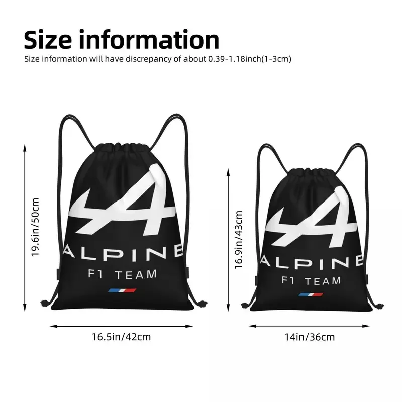 Alpine F1 Team Logo Drawstring Backpack Sports Gym Bag String Sackpack for Working Out