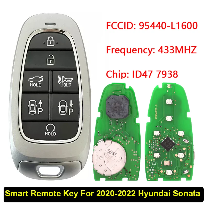 

CN020242 7-кнопочный интеллектуальный ключ приближения для Hyundai Sonata 2020-2022 PN:95440-L1600 FCCID TQ8-FO8-4F28 47 чип 433 МГц