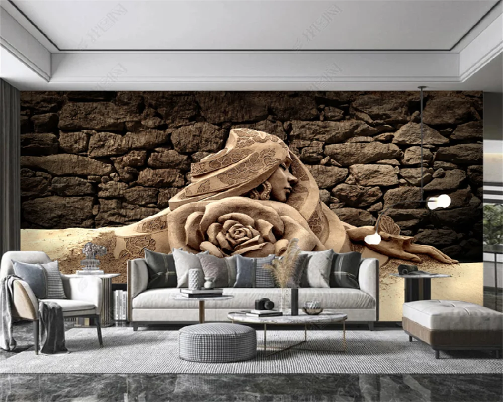 

wellyu Custom wallpaper beauty bump 3d three-dimensional sand sculpture living room bedroom background wall decoration painting