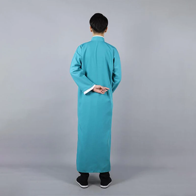 Jubah panjang pria, baju kemeja panjang tradisional Tiongkok, pakaian tim pria terbaik, pakaian kasual pria