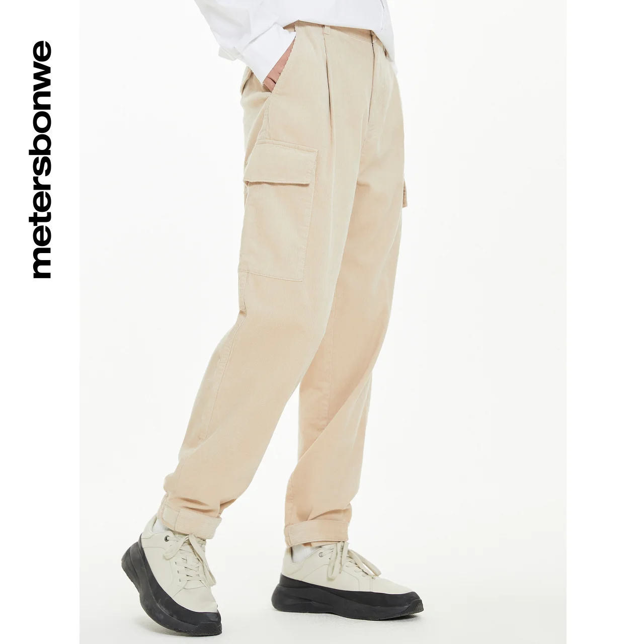 Metersbonwe-Men's Vintage College Corduroy Trousers, 100% Cotton Tapered Pants, Warm Relaxed Casual Trousers ,Autumn and Winter