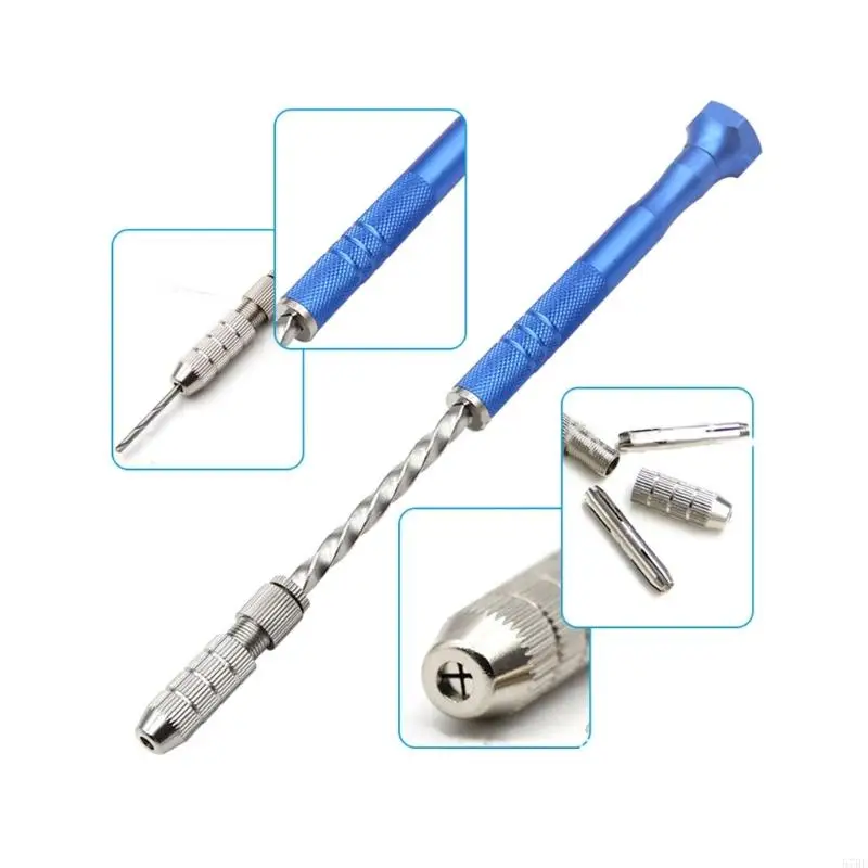 57BE PIN يدوية تويست مثقاب مع 20 ميني تويست الحفر بتات الأدوات الأزرق DIY