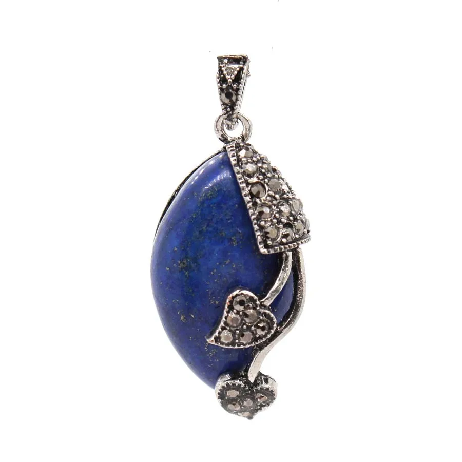 

Crystal Stone Horse Eye Shape Pendants For Women Necklace DIY Natural Lapis Lazuli Amethyst Rose Quartz Jewelry Making No Chain