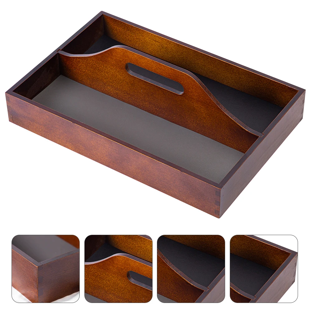 

1pc Solid Wood Handle Storage Box Premium Pine Sturdy Tray Organizer Vintage Style for Cutlery Kitchen Drawer Dressing