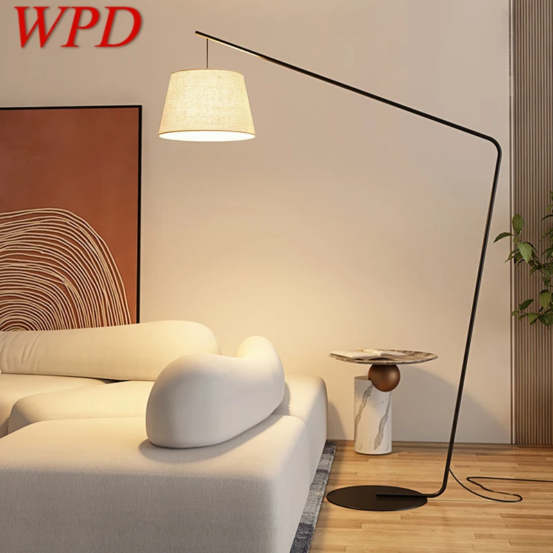 WPD Nordic Black Fishing Floor Lamp Modern Family Living Room Beside The Sofa Creative LED Decorative Standing Light