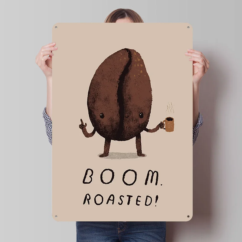 Boom Roasted Poster Individualisierte Vintage Metallschilder Wandkunst Retro Blechschild für Heim und Dekoration Gaming Schlafzimmer Dekorationen