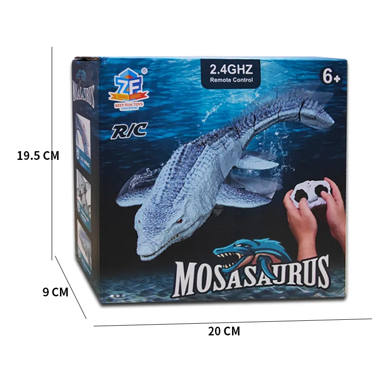 Juguete submarino de dinosaurio RC de 2,4G, barco de velocidad de pesca, luz de pulverización de agua eléctrica, cola de observación, juguetes para piscina al aire libre