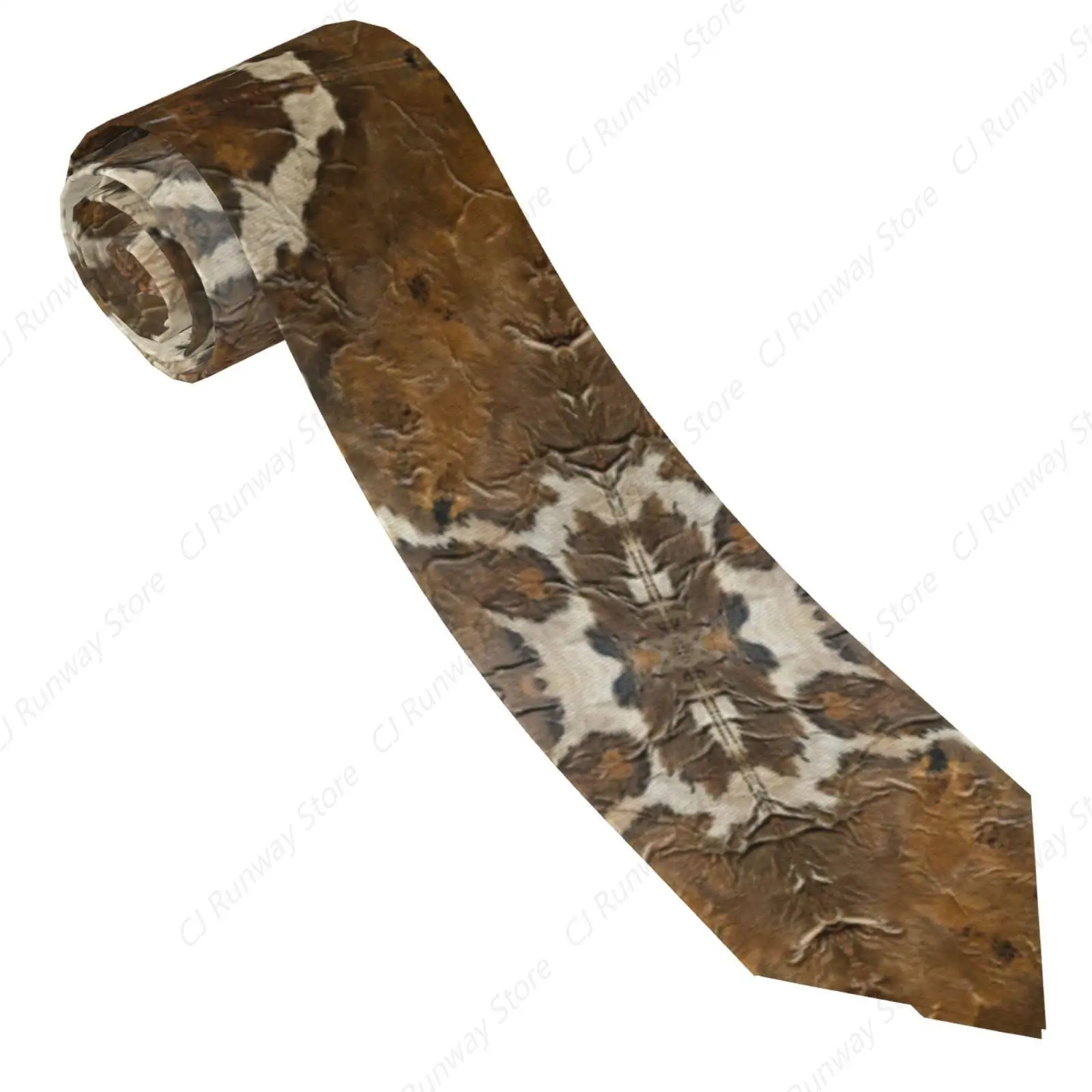 Brown Cowhide Art Print Men'S Tie Great Weddings, Groom, Groomsmen, Missions, Dances, Gifts.