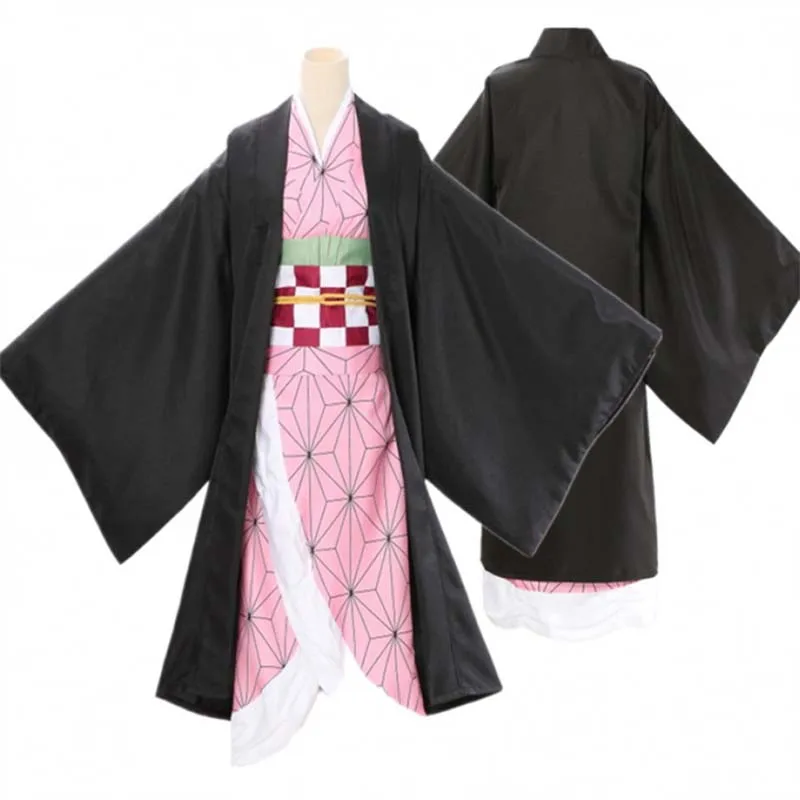 Anime Kimono Kimetsu No Yaiba Kamado Nezuko Costume Wig Uniform Hollween Women Kids