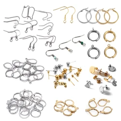 10/20/50Pcs Stainless Steel Blank Post Earring Studs Base French Earring Hooks Gold Color Earrings Clasps For DIY Jewelry Making