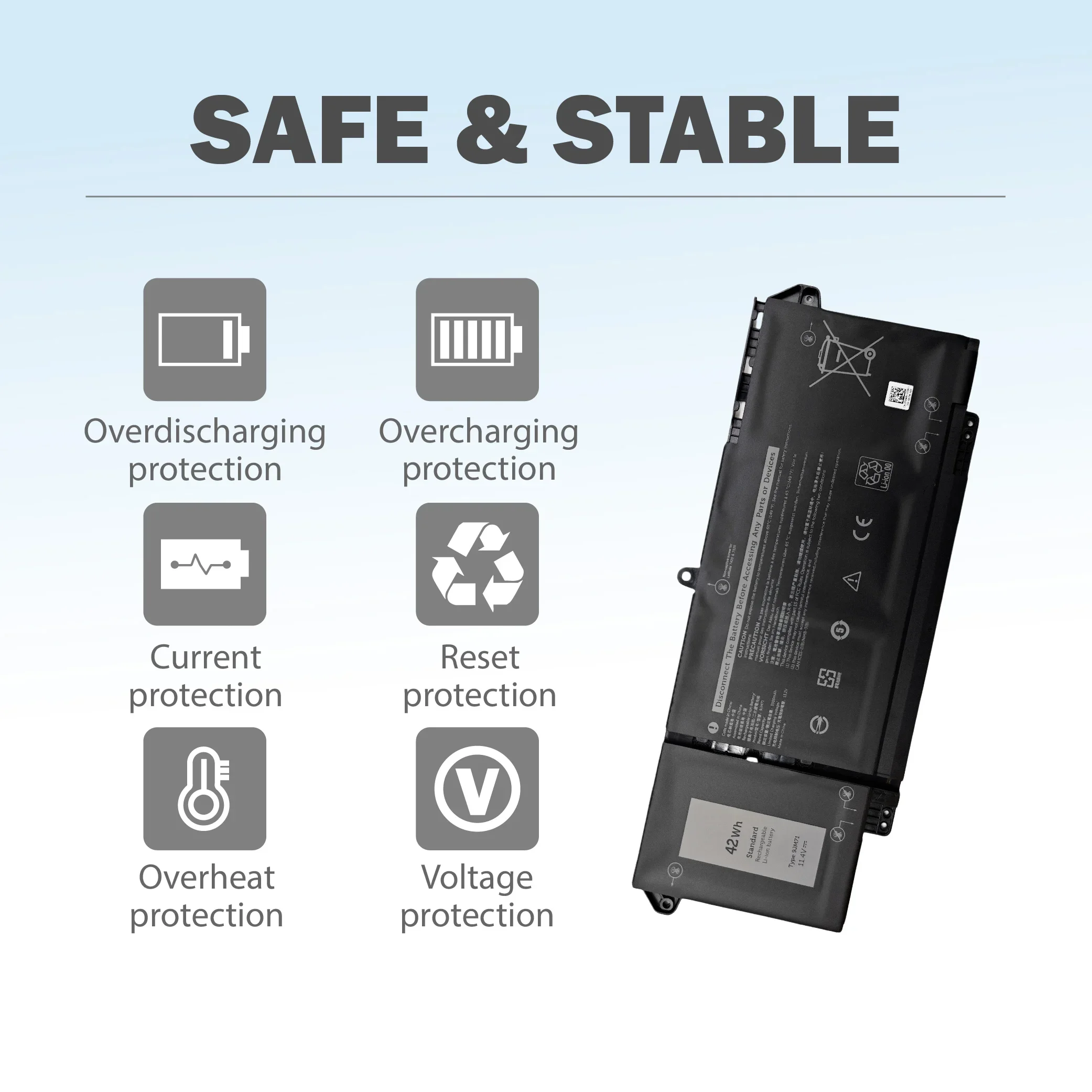 Reemplazo de batería de portátil 9JM71 para Dell Latitude14 7320 7420 7520 5320 Series P133G P134G P135G