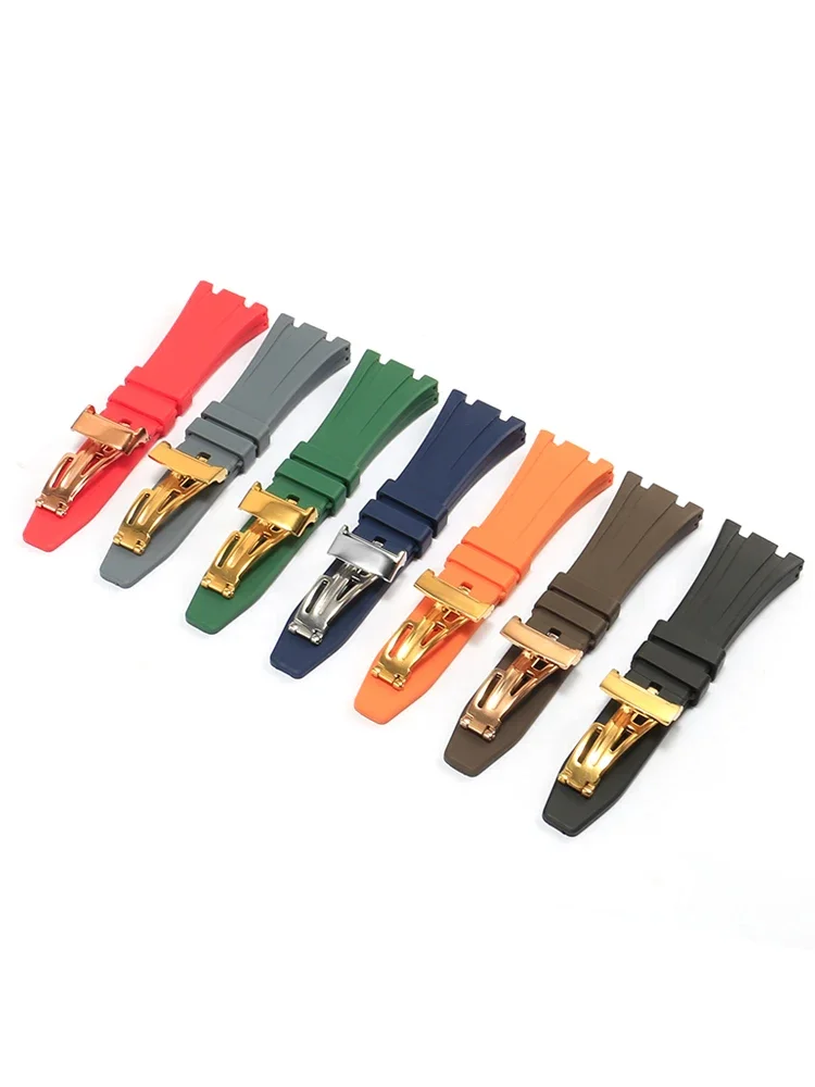 Resin Rubber Silicone Black Sweet-Proof Sports Watchband for Ap Royal Oak Offshore Series 27 28mm 15703 Steel Buckle Watch Strap