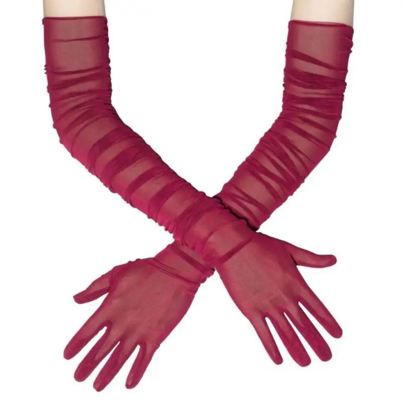 

R1WE Нежные кружевные сетчатые перчатки длиной 70-100 см, аксессуары для вечерней одежды, сетчатые перчатки для костюма, костюма