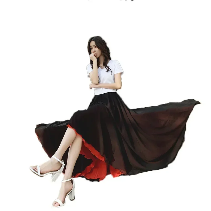 720-Degree diamond dance classical dance long gauze skirt national  suit art test Korean  elegant practice suit square