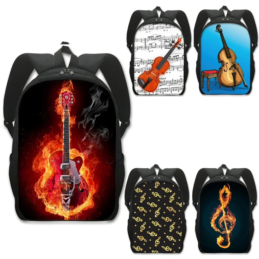 

Musical Instrument Guitar / Violoncello / Violin Backpack Music Note Rucksack Canvas School Bags for Teenager Travel Book Bag