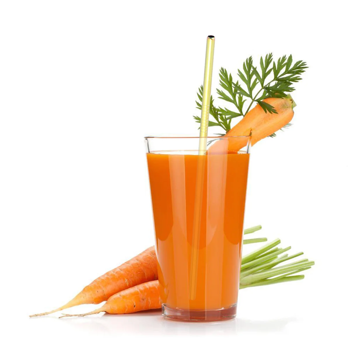 

1 pc Stainless Steel Drinking Reusable 21.5X0.6Cm Golden Anti-Rust Corrosion Resistant Straight Straws For Tumblers Coffee Metal