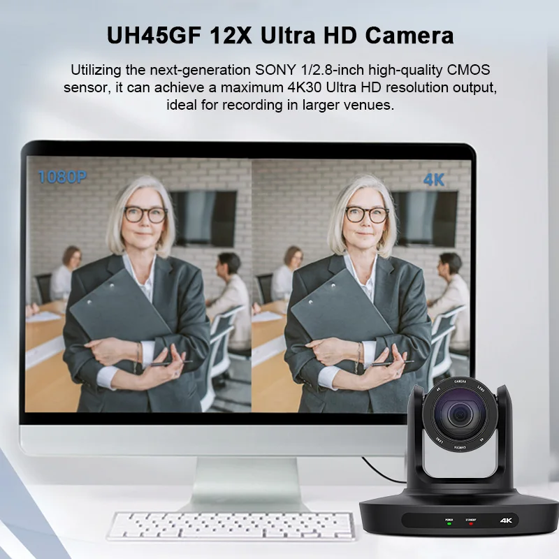 HDKATOV UHD 4K PTZ Conference Room Camera 12X Optical Zoom USB3.0/HDMI Wide View Angle, 4K PTZ Camera For Church Education
