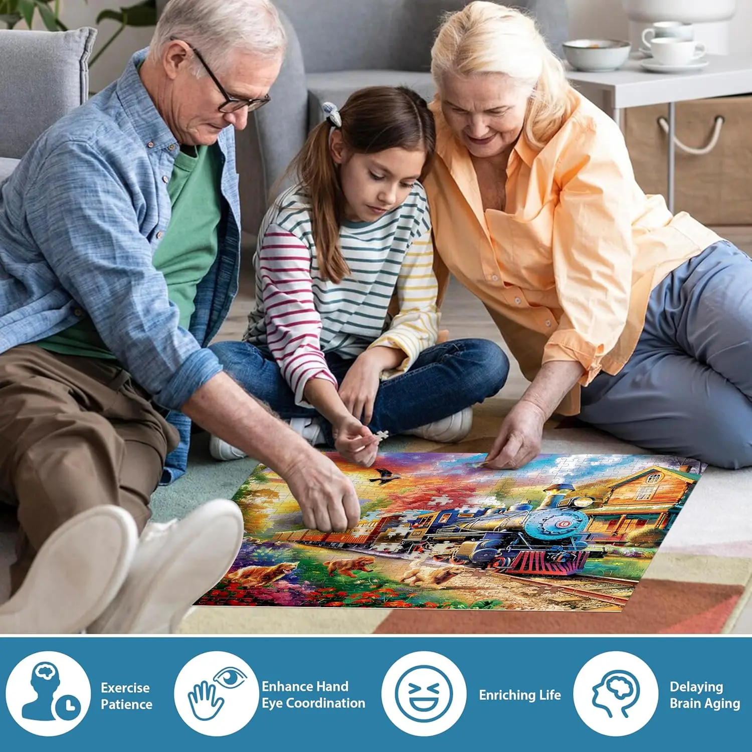 150/300/500/1000 Pieces Puzzles for Adult Train Jigsaw Puzzles DIY Challenging Game Decompression Toy Educational Gift