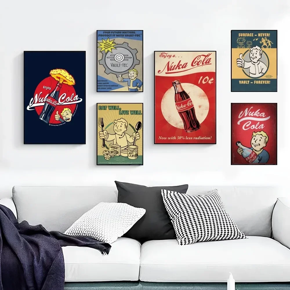 Pintura en lienzo Fallout 3 4, carteles adhesivos de película de juego, decoración Vintage para habitación, hogar, Bar, cafetería, pared de salón, decoración del hogar