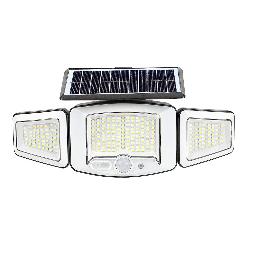 Solar three-head wall lamp Outdoor lighting Garden Garden street Human body waterproof automatic sensor lamp