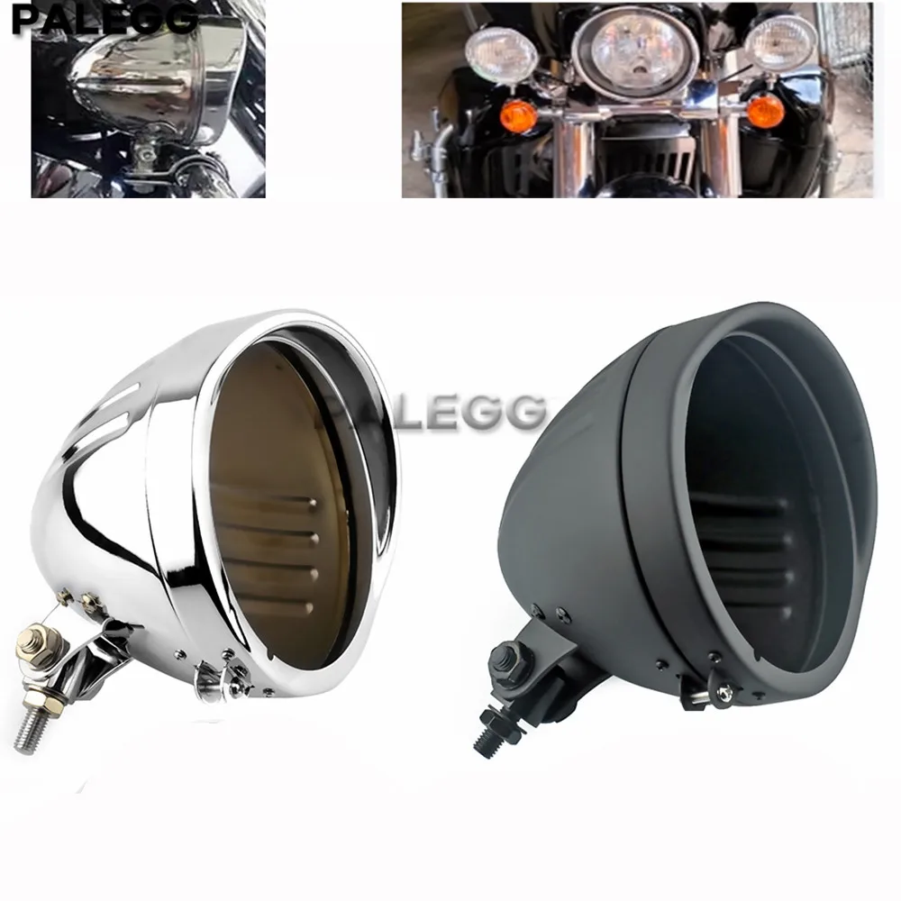 

5.75 inch 5 3/4" 5.75" LED Motorcycle Bottom Mount Round Headlight Housing Lemp Cover Headlamp Head Light Shell Headlight Bucket