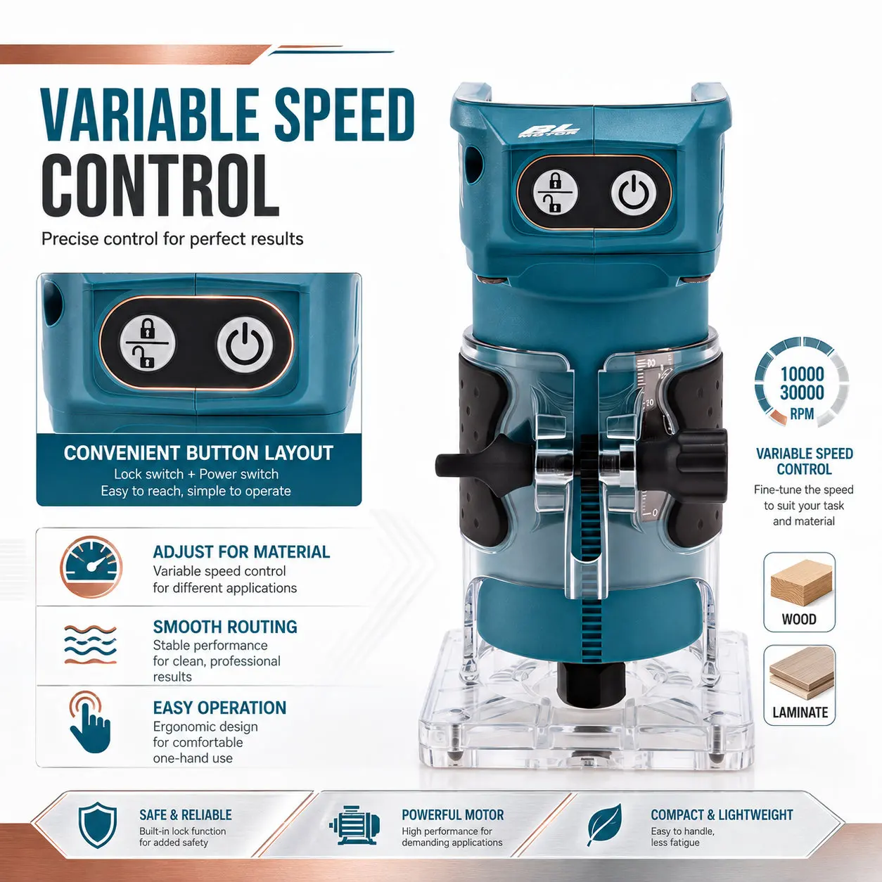 Makita DRT52 Kabelloser Bürstenloser Kompakt-Oberfräser, Präzisions-Multifunktionsgerät für Holzbearbeitung 18V LXT