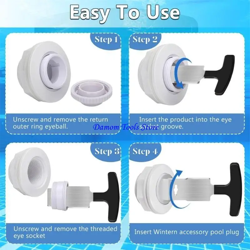 57BE Pool Plugs Removal Tool Rubber Handle Pool Jet Removal Tool Metal Eyeballs Removal