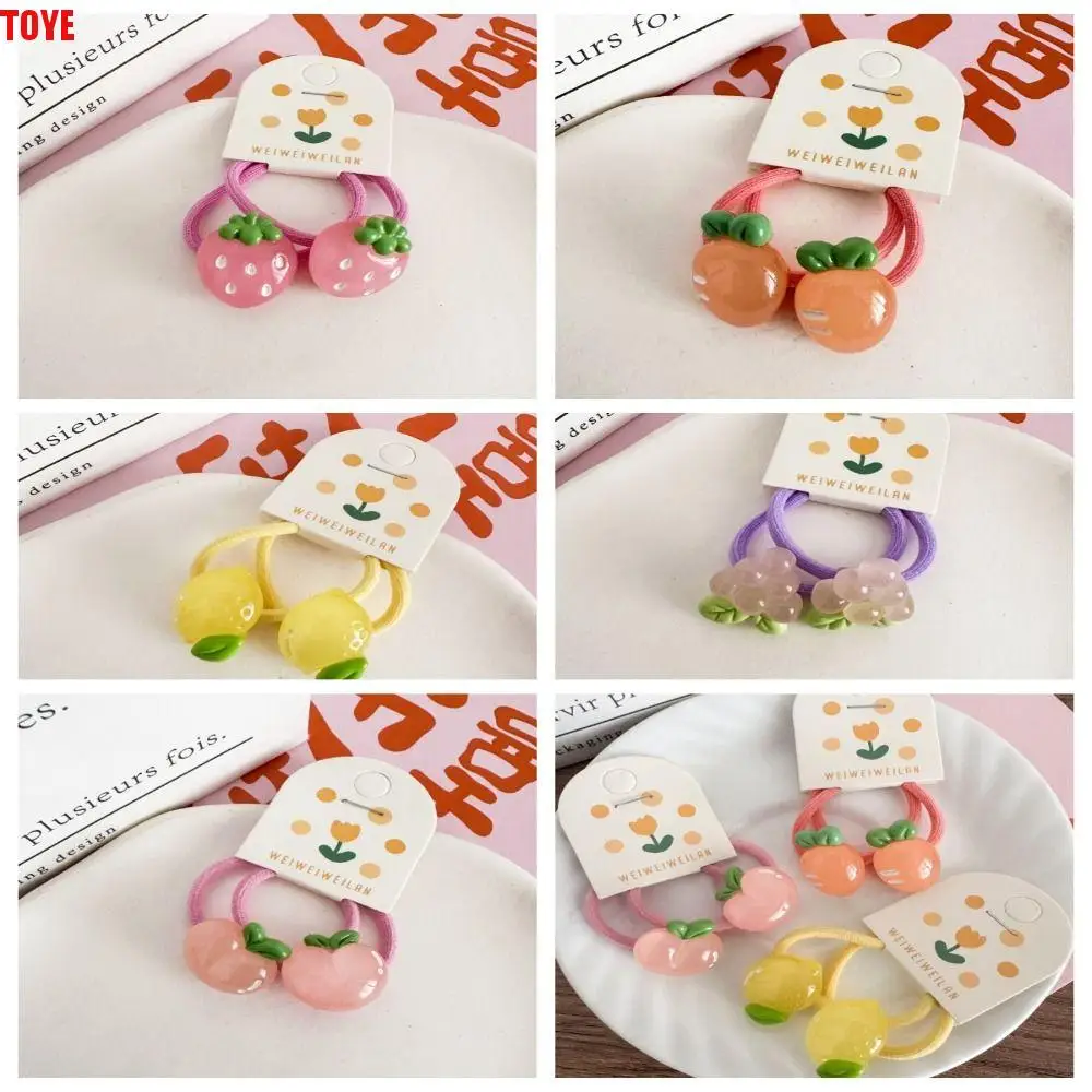 

Korean Style Hair Clip Children Hair Scrunchies Strawberry Peach Kids Ponytail Holder Hair Accessories Hair Ring Fruit Hair Rope