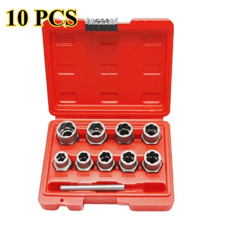 

10pcs Twist Broken Damaged Bolt and Nut Extractor Set 1/2" Drive Impact Lug Nut Remover Socket Tool