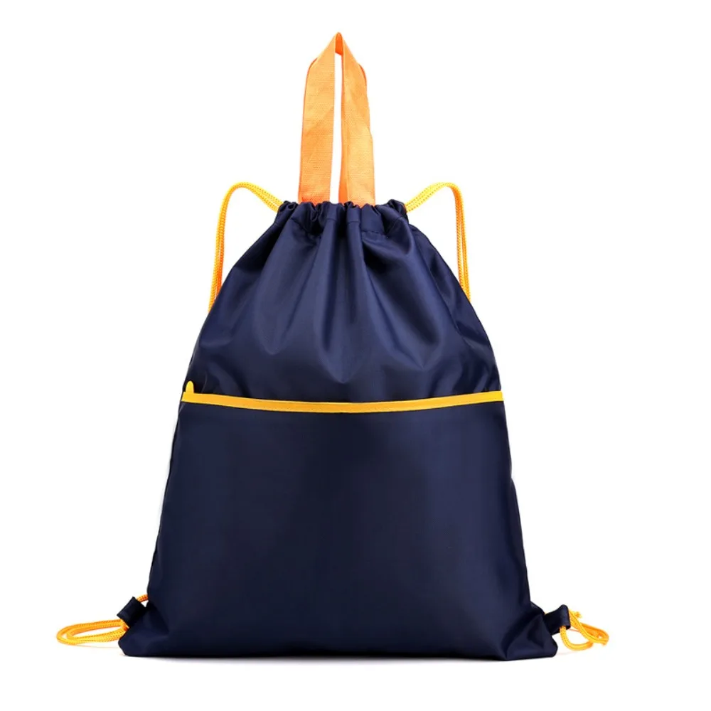 Drawstring Closure Waterproof Nylon Bag Two Pocket Portable Design Drawstring Bag Lightweight Construction Nylon Material