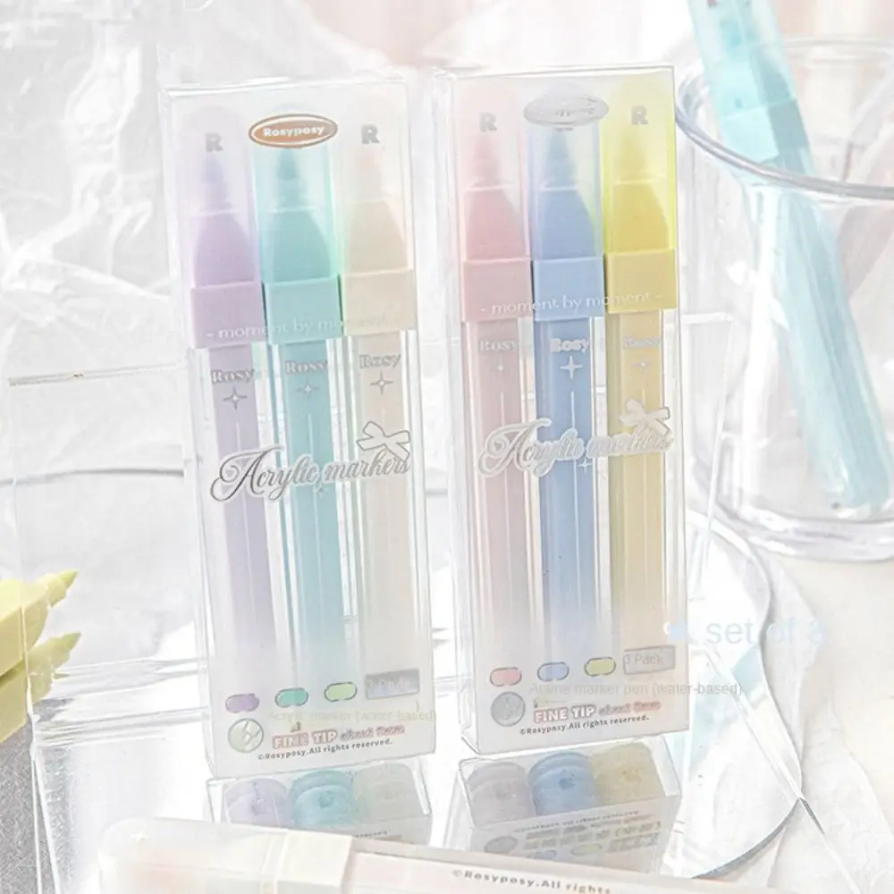 Plastic Solid Color Marker Pen 3MM Cream Color Highlighter Water-based Acrylic Painting Pen Drawing