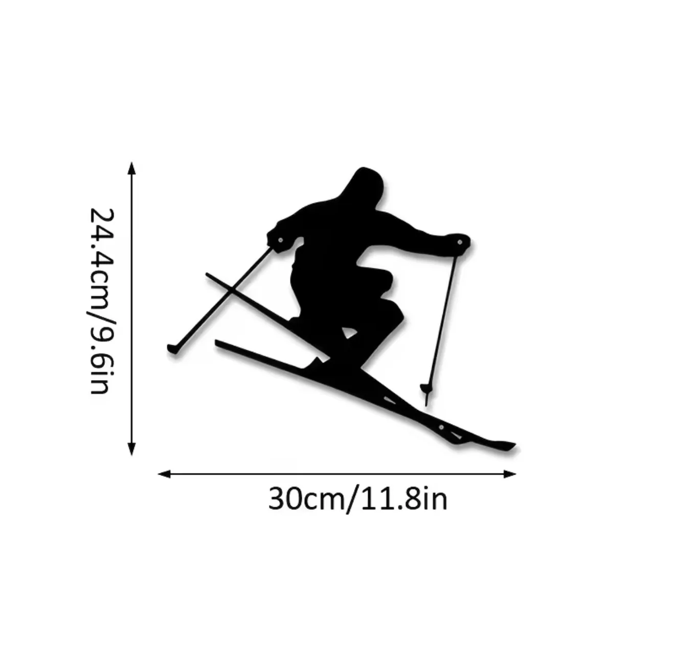 【2D Flat】Art Deco Limited Edition Skiing Athlete Metal Wall Art - Dynamic Ski Silhouette Design, High-Quality Metal Wall Decor