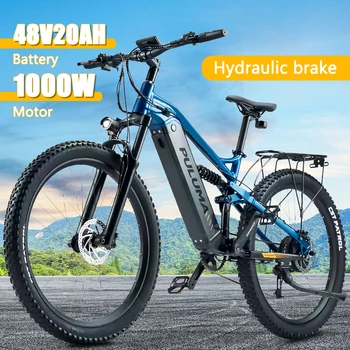 Image PULUMA high quality electric bicycle 1000W power 48V 20AH 27.5*2.8 inch tire off-road belt rear rack 9-speed adult mountain bike